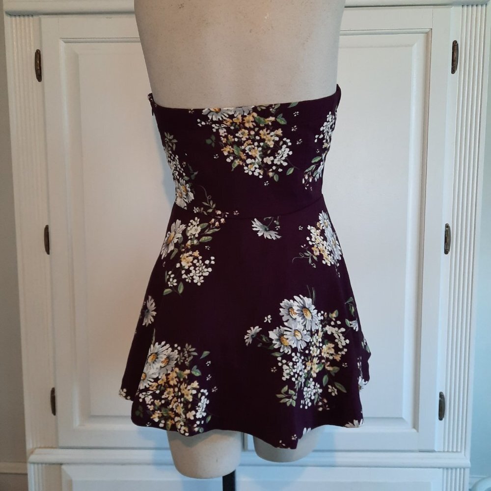 Forever 21 Burgundy Floral Strapless Mini Dress - Picture 6 of 11